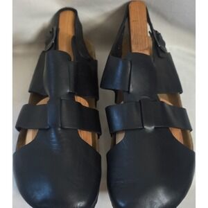 NWOT Nicerich Spain Mens Black Leather Slingback Sandals Buckle Size 12